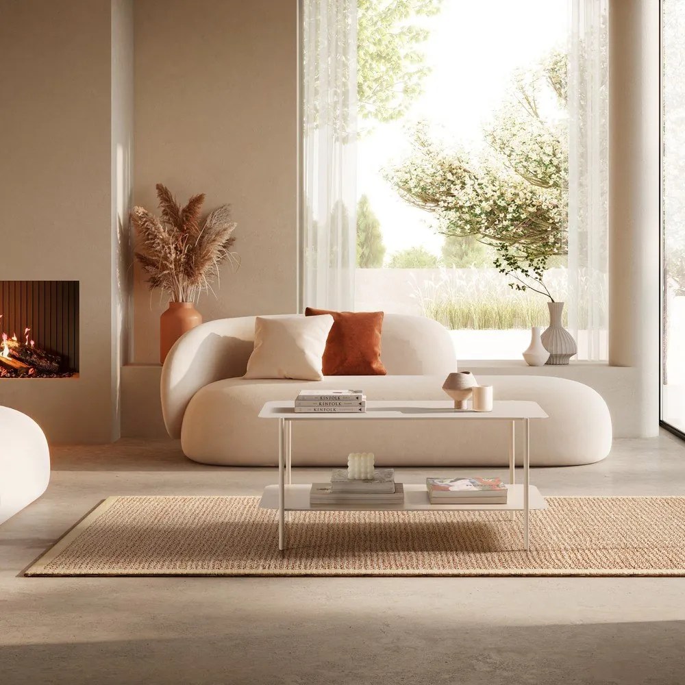 Krémszínű fém dohányzóasztal 58x90 cm Beatrix – MOME