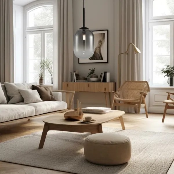 Csillár zsinóron ALIAS 1xG9/8W/230V átm. 12 cm fekete/szürke