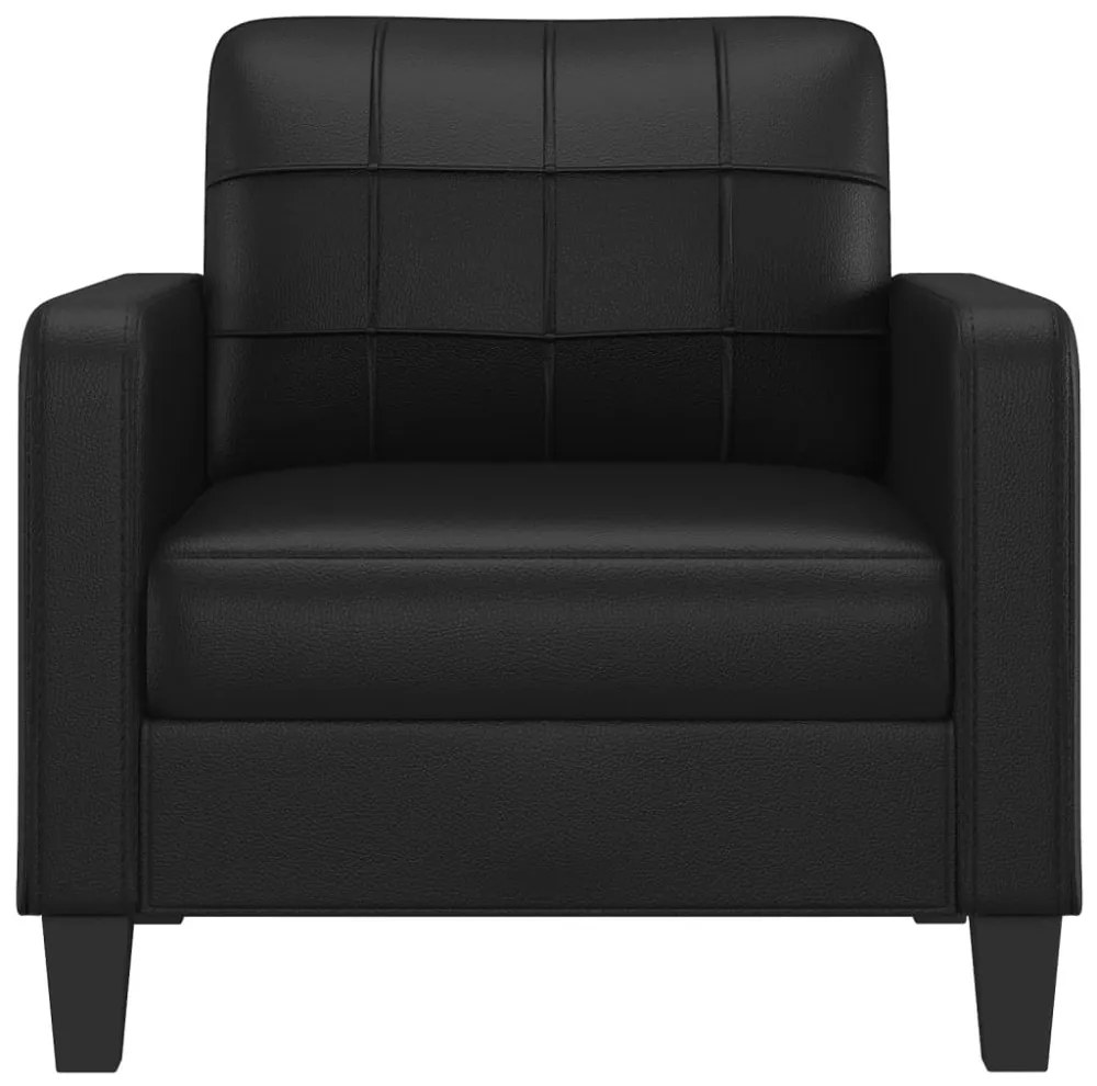 fekete műbőr kanapéfotel 60 cm