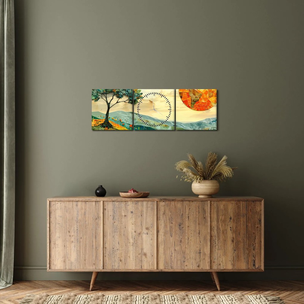 Kép - Tájkép illusztráció (órával) (90x30 cm)
