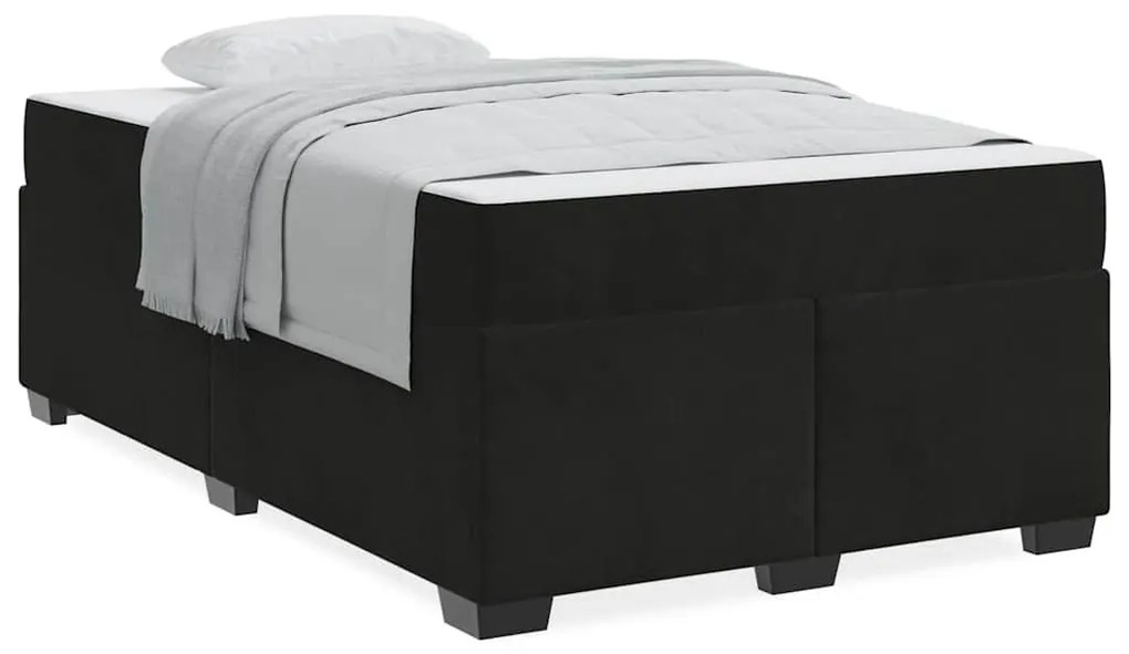 Ágykeret matraccal matracmal Fekete 120 x 200 cm Bársony