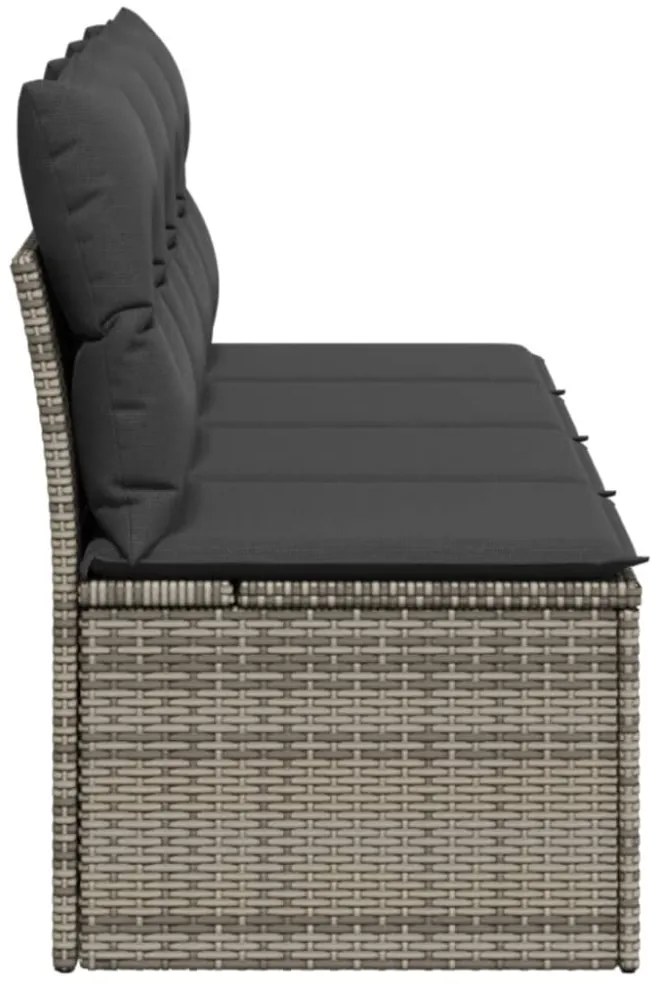 4 személyes szürke polyrattan kerti kanapé párnával