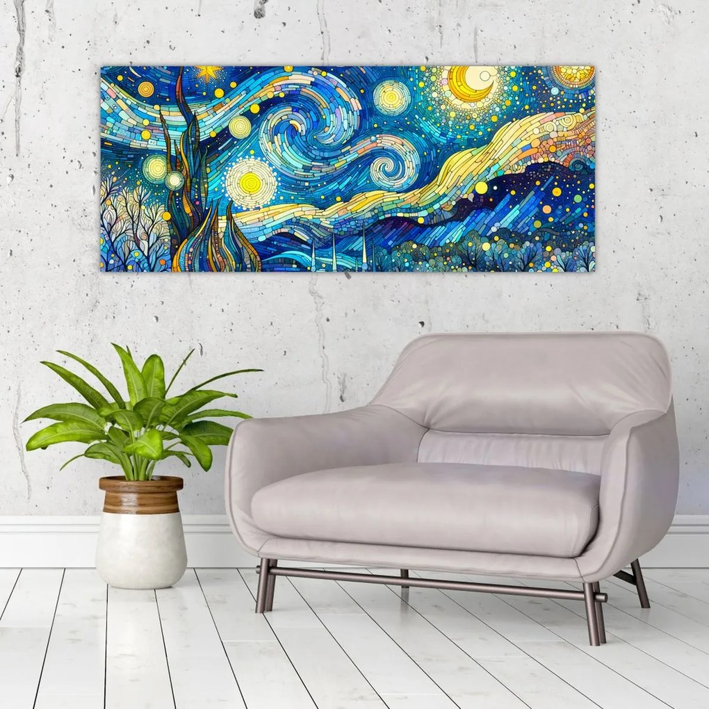 Kép – Csillagos éjszaka mozaikja (120x50 cm)