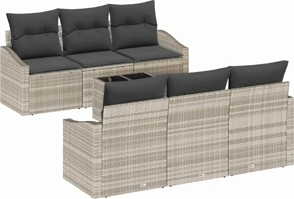 vidaXL Kanapé Szett 7 pcs Világosszürke és Sötétszürke polirattan