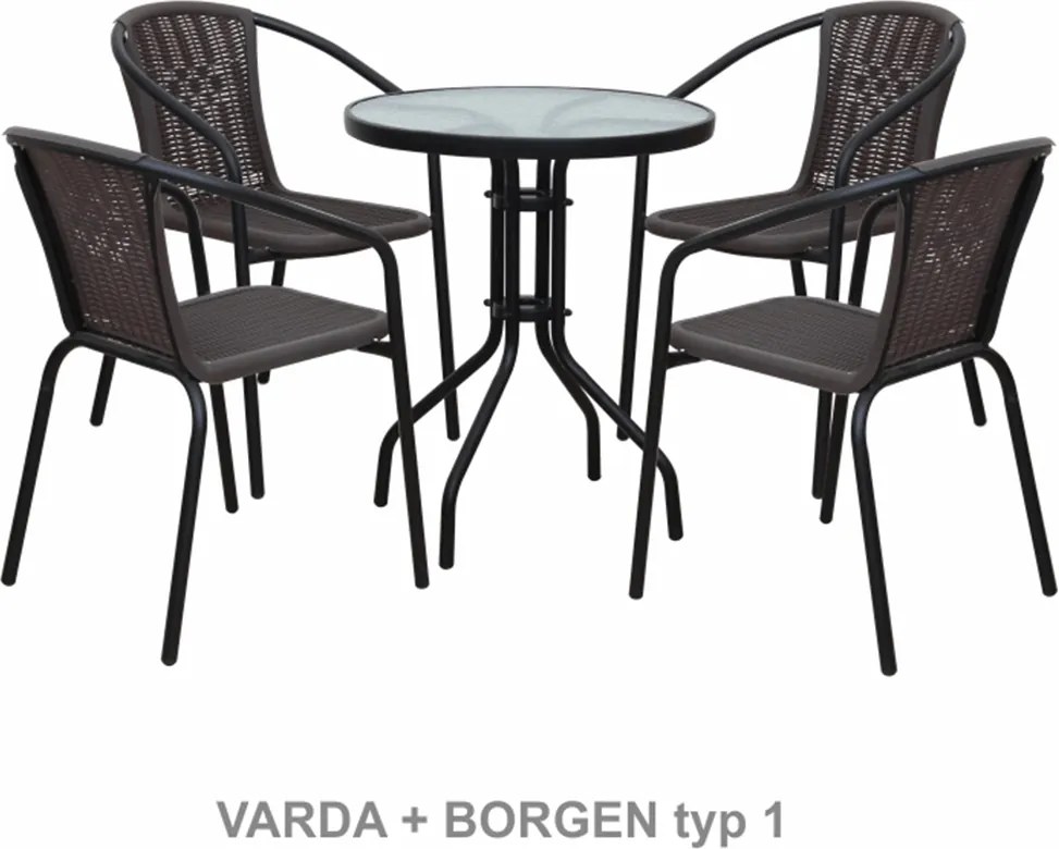 Étkezőasztal, fekete acél/edzett üveg, BORGEN TYP 1