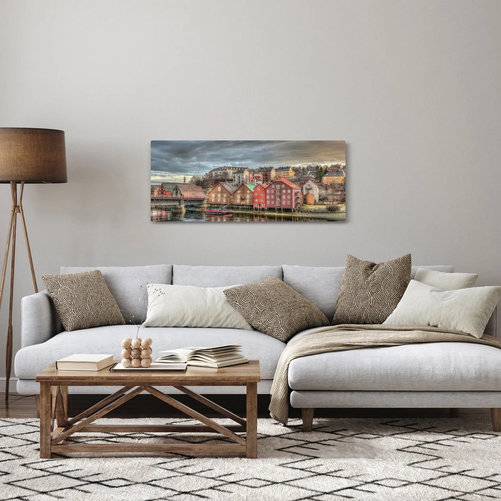 Kép - házak a folyó mellett (120x50 cm)