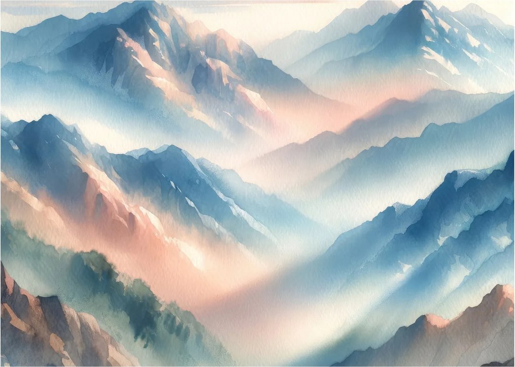 Kép - Akvarell hegyek (70x50 cm)