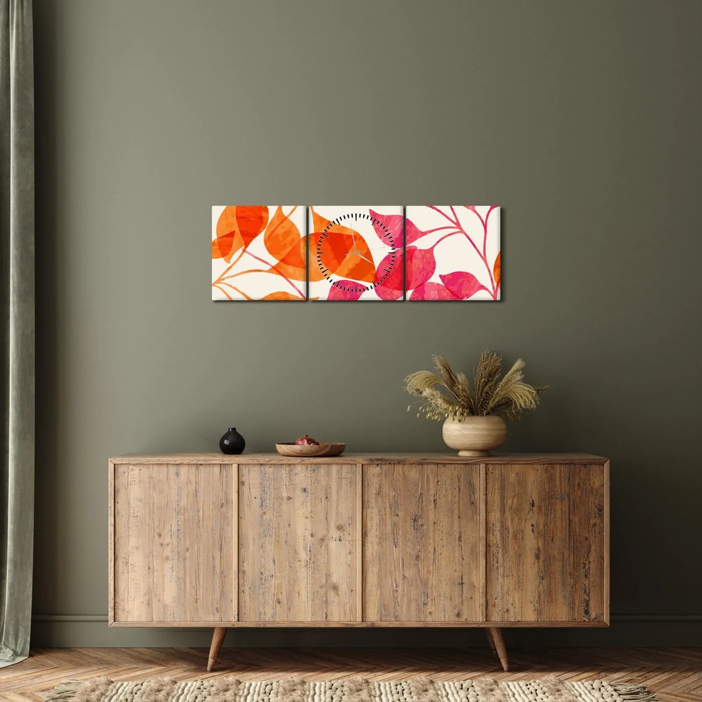 Kép - Narancssárga levelek (órával) (90x30 cm)