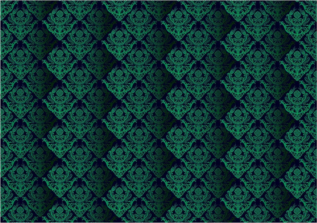 Fotótapéta Sötétzöld Damask Vintage 350x250 Elegancia Tér +ragasztó