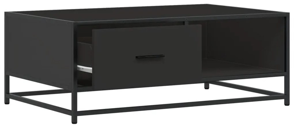 fekete szerelt fa és fém dohányzóasztal 90 x 57 x 35 cm