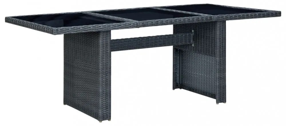 sötétszürke polyrattan és edzett üveg dohányzóasztal