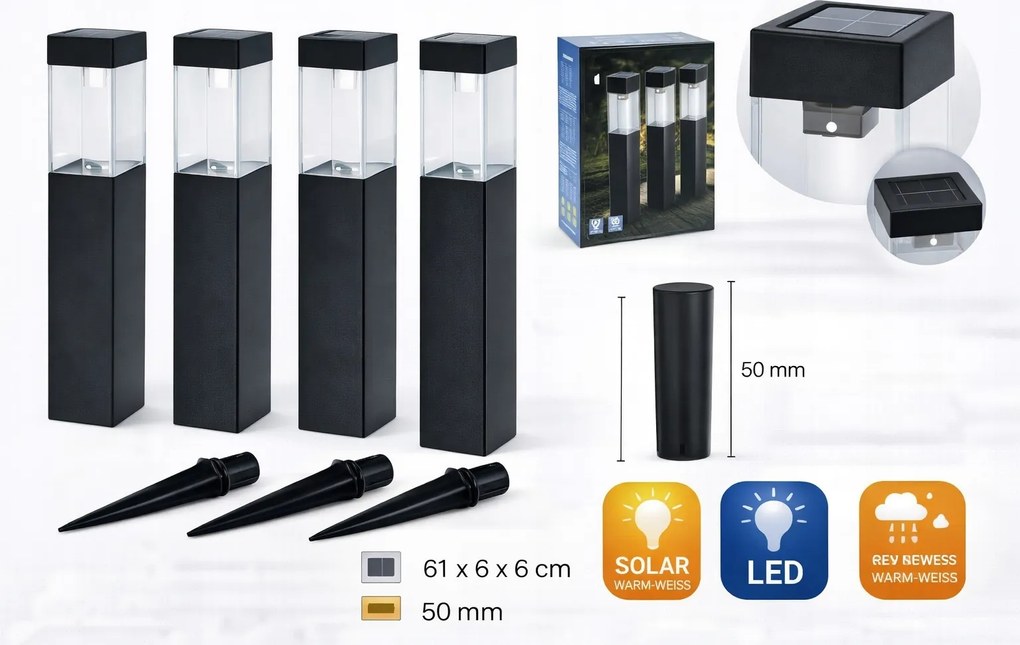 Napelemes kerti álló lámpa Led grafit matt 35,5 cm 3 db