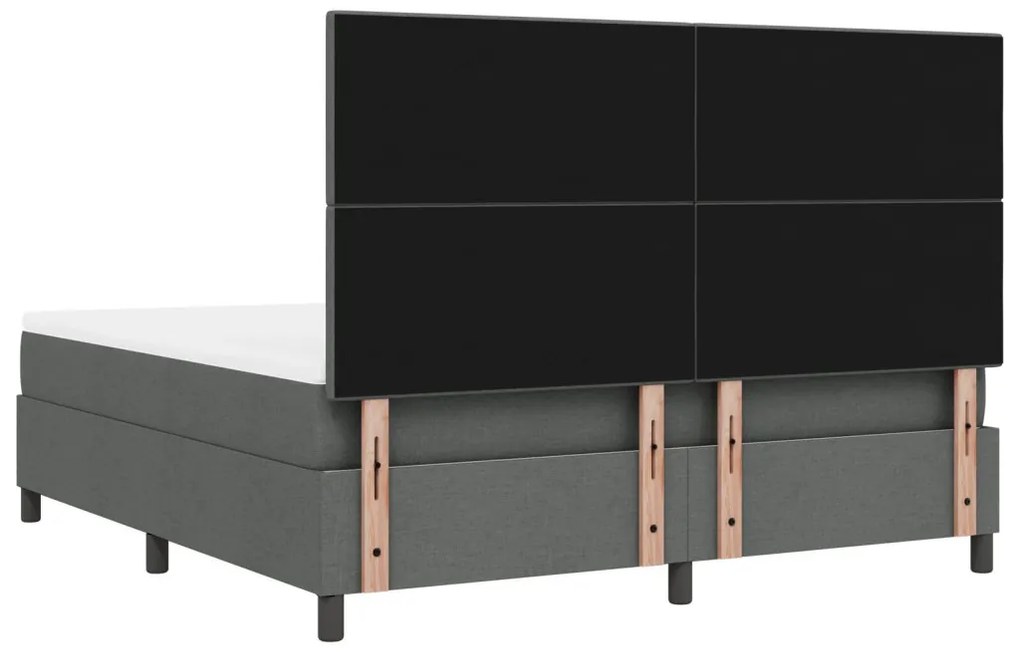 Boxspring ágy matraccal sötét szürke szuper király szövet