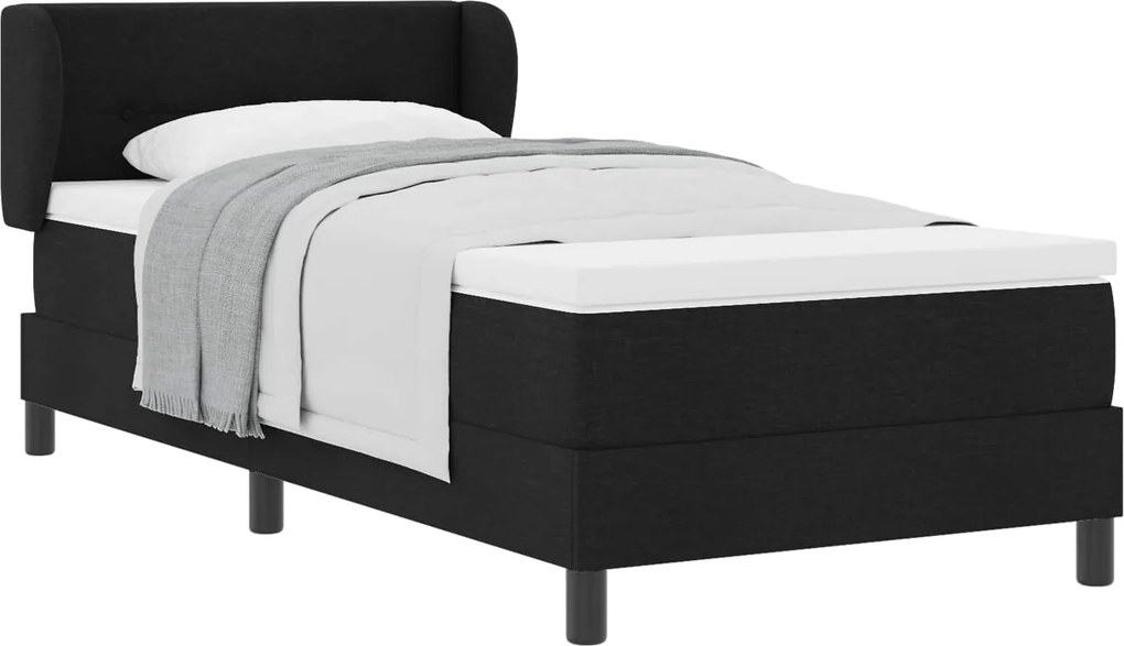 vidaXL Boxrugós ágy matracmal fejtámlával Fekete 80 x 200 cm szövet