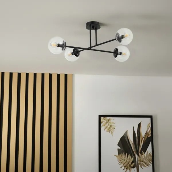 Brilagi - MALIVA felületre szerelhető csillár 4xE14/15W/230V fekete/átlátszó