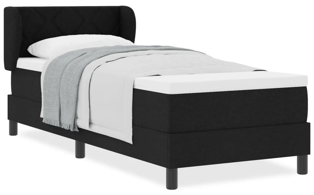 Boxspring Ágy Matrac Fekete 80x200 cm Szövet