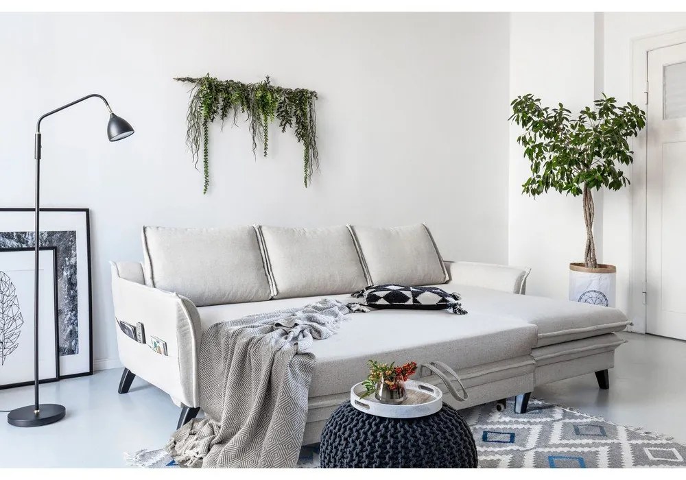 Charming Charlie antracit kinyitható sarokkanapé, jobb oldali - Miuform