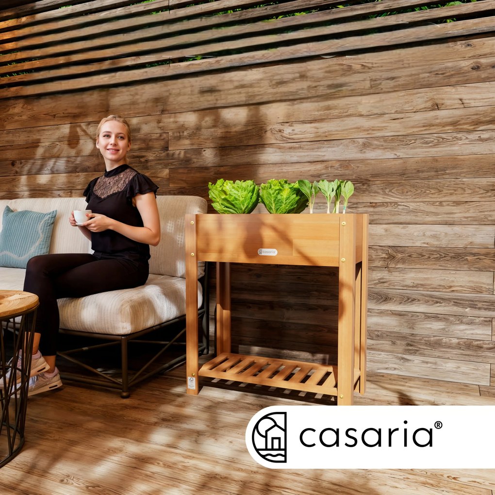 BOTANICA magaságyás akácfából, 68× 30×75cm, természetes barna Casaria