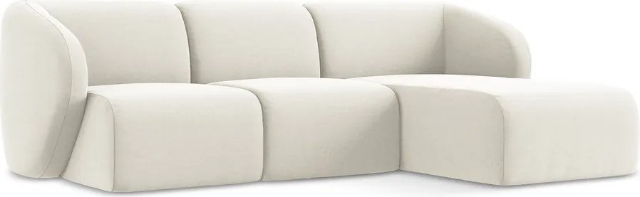 Bézs bársony sarokkanapé (jobb oldali-heverő résszel) Lani – Makamii