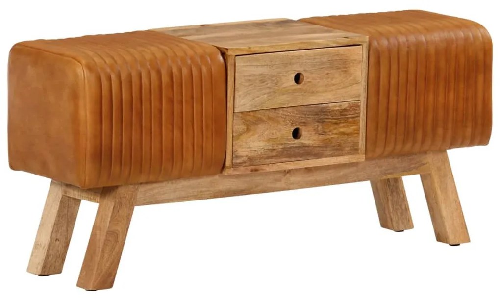 barna valódi kecskebőr és tömör mangófa bokpad 107 cm