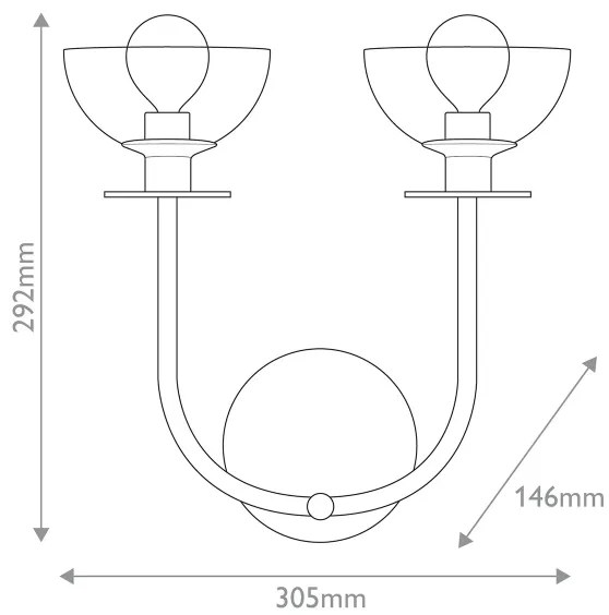 Alora Mood ALM-SYLVIA-2WB-BG-CL - SYLVIA fali lámpa 2xE14/40W/230V arany