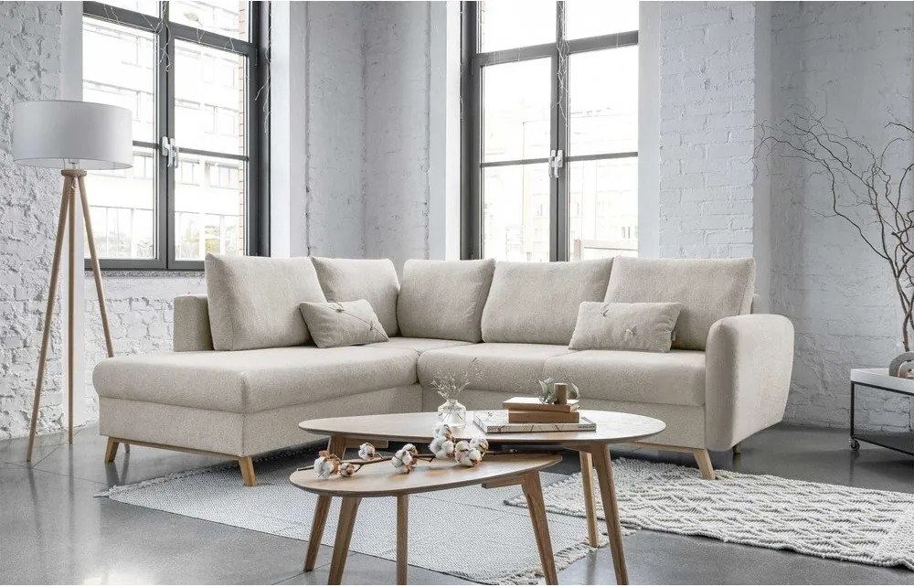 Scandic Lagom L bézs kinyitható kanapé, bal oldalas - Miuform