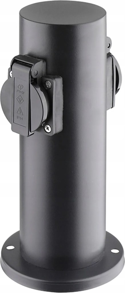 Solight kültéri oszlop 2 aljzat IP44, rozsdamentes acél, fekete, gyerekzár, görgős