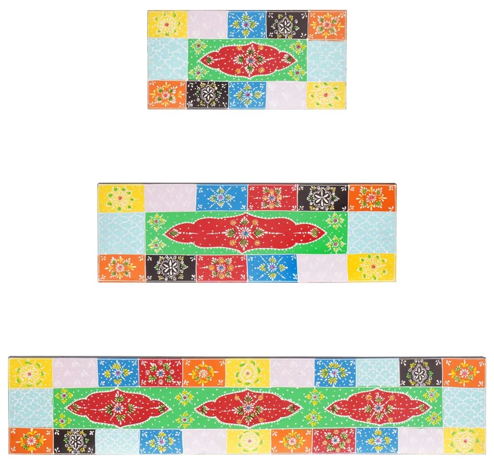 3 darabos fali polc szett 100x20x6 cm tömör mangófából