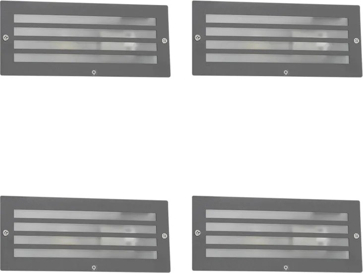 4 darabos modern süllyesztett lámpa szett sötétszürke IP44 - Hurricane