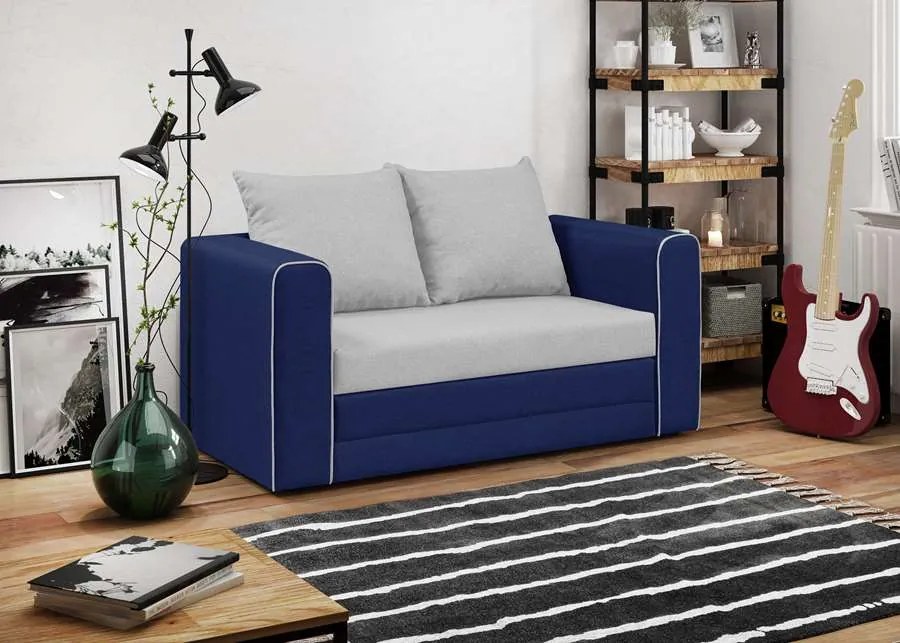 BELLA Kétszemélyes kinyitható kanapé Krém/sötétkék