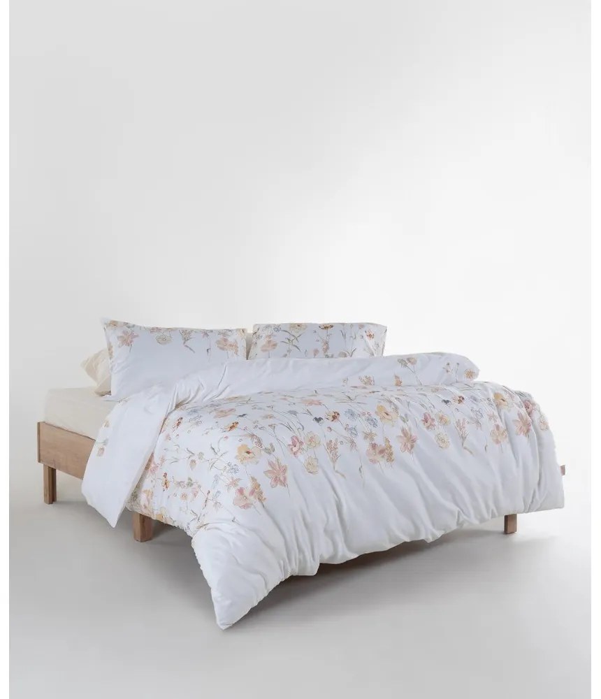 Fehér kétszemélyes-hosszabbított pamut-szatén ágyneműhuzat 240x220 cm Ivory Garden Floral – Mila Home Luxury