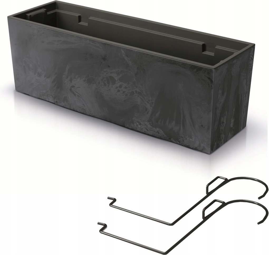 Erkély virágtartó doboz fogantyúk 58x19cm antracit