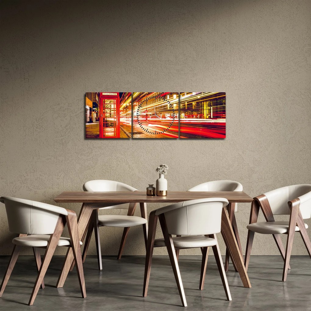 Piros londoni telefonfülke képe (órával) (90x30 cm)