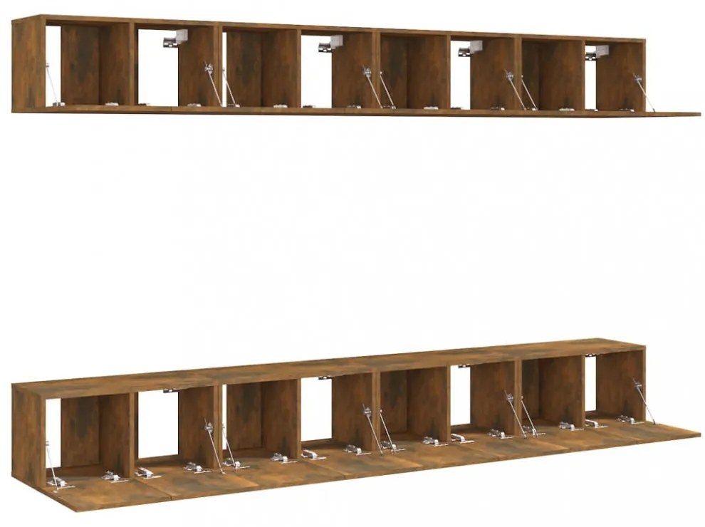 8 db füstös tölgy színű szerelt fa TV-szekrény 60 x 30 x 30 cm