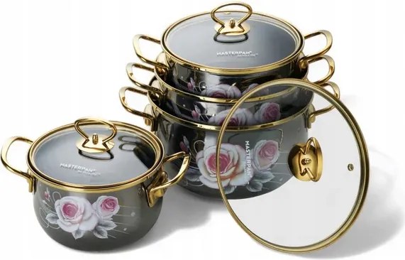 Zománc Edények 8el 18 20 22 24 cm indukciós gáz Masterpan MP-2632