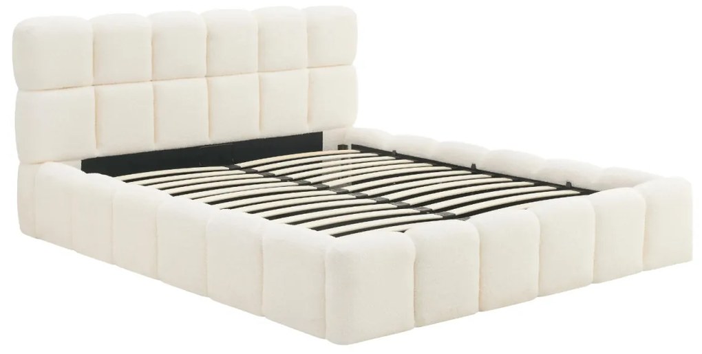 Krém Bouclé Franciaágy Ágyneműtartóval. 160x200 MURACJA