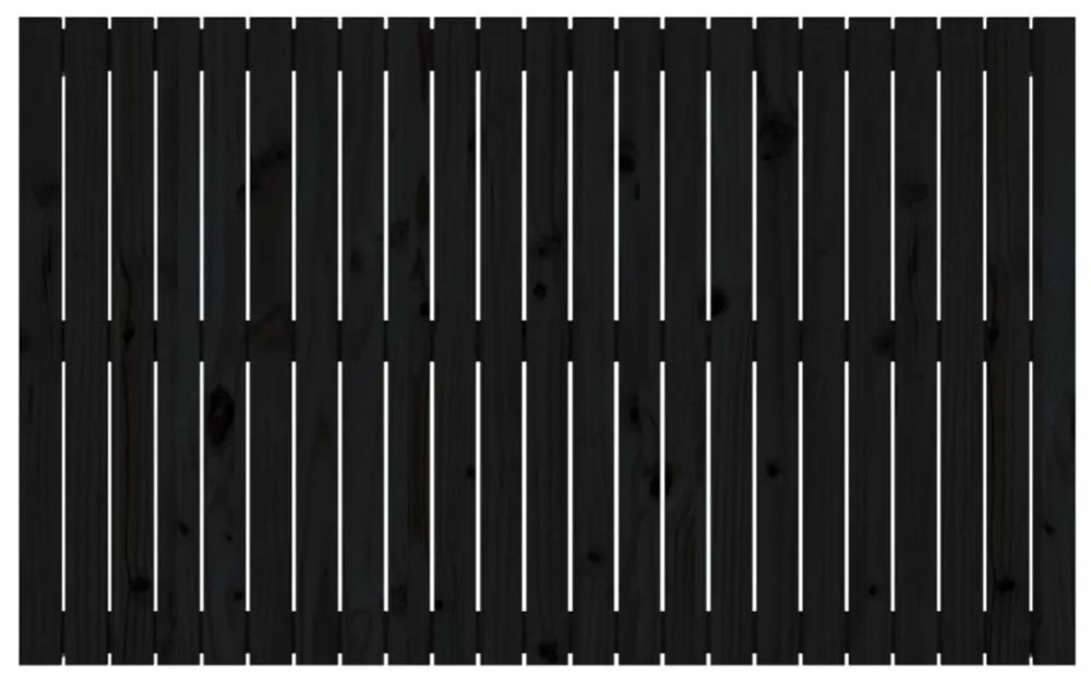 fekete tömör fenyőfa fali fejtámla 147 x 3 x 90 cm