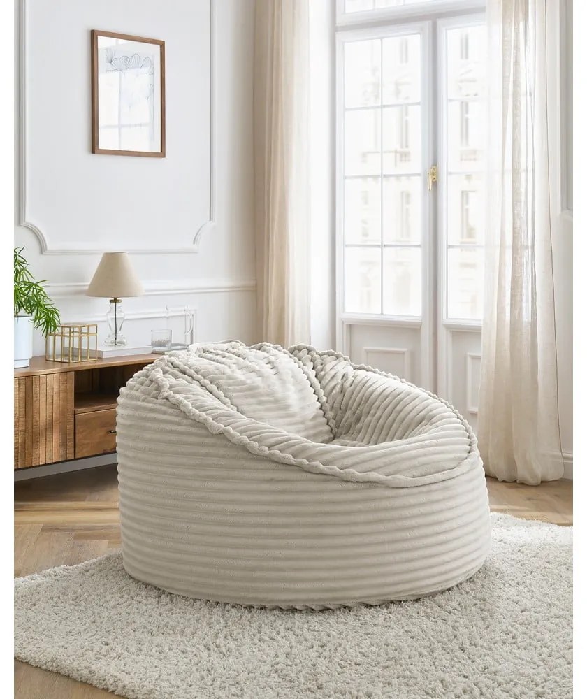 Bézs kordbársony babzsákfotel Socrate – Bobochic Paris