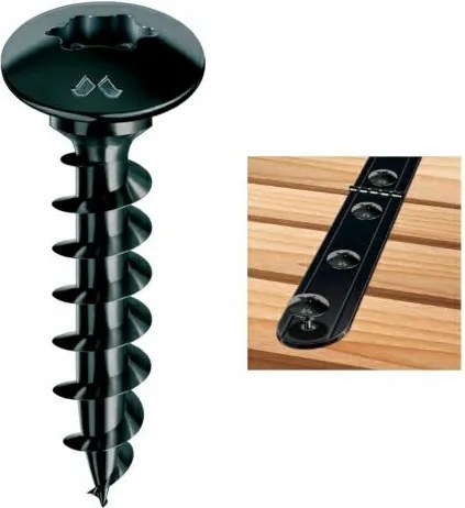 Fekete gombfejű csavar Tx foglalattal 6x30mm 100 darab Panelvit Mustad