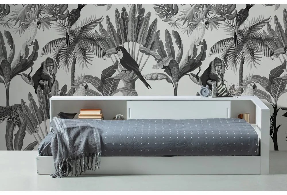 Connect fehér borovi fenyő egyszemélyes ágy, 90 x 200 cm - WOOOD