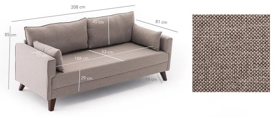 Bézs kanapé 208 cm Bella – Balcab Home