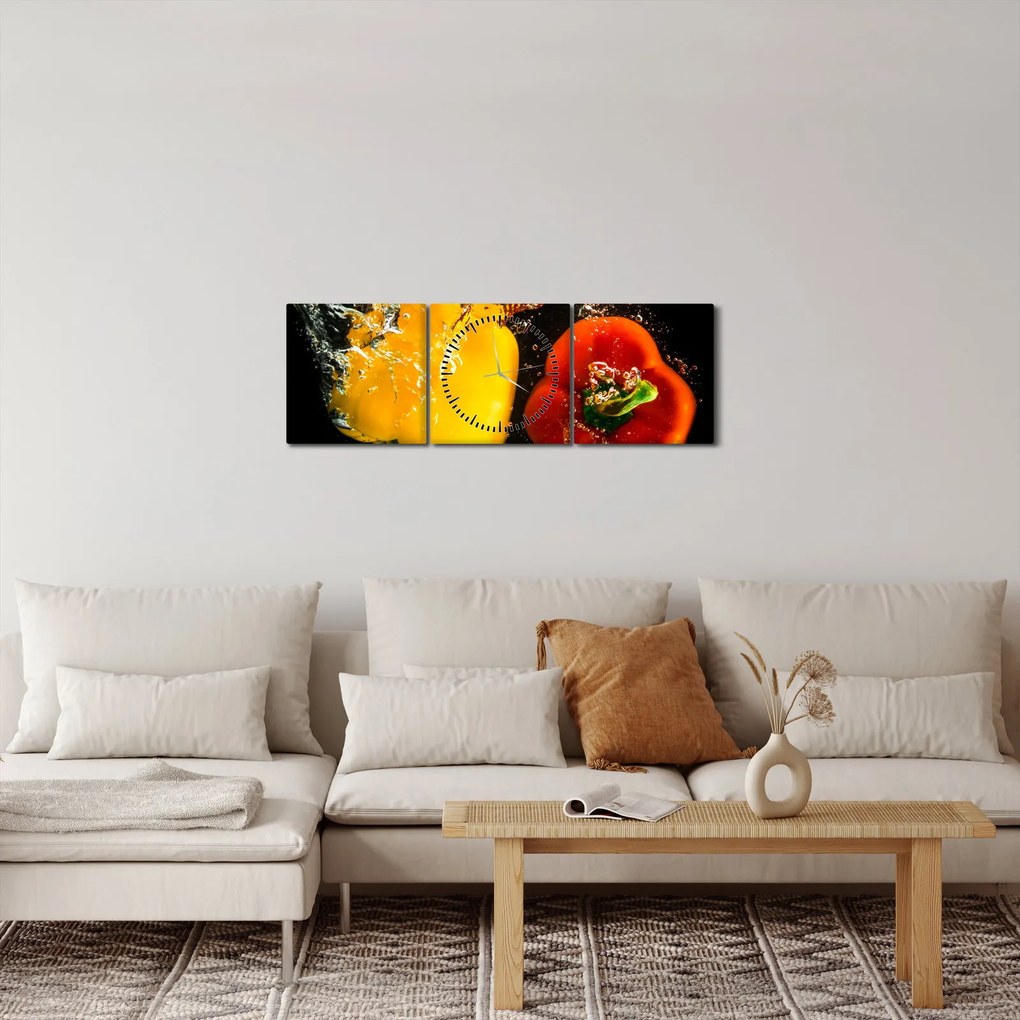 Kép - paprika a vízben (órával) (90x30 cm)