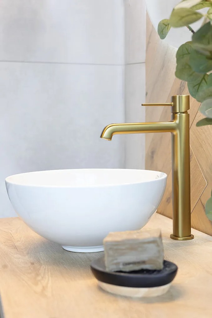 Laveo Pola, magas mosdócsaptelep h-297, arany matt, LAV-BAP_G2NB