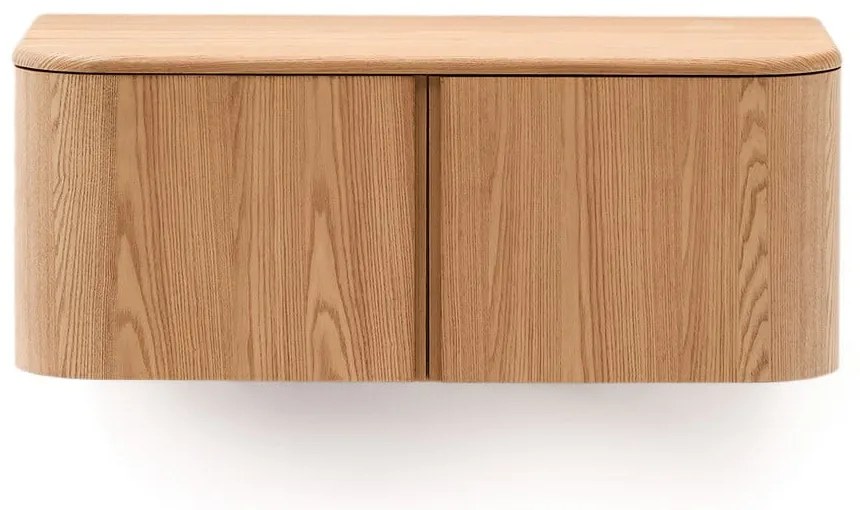 Natúr színű fali mosdó alatti szekrény kőrisfa dekorral 90x35 cm Salaya – Kave Home