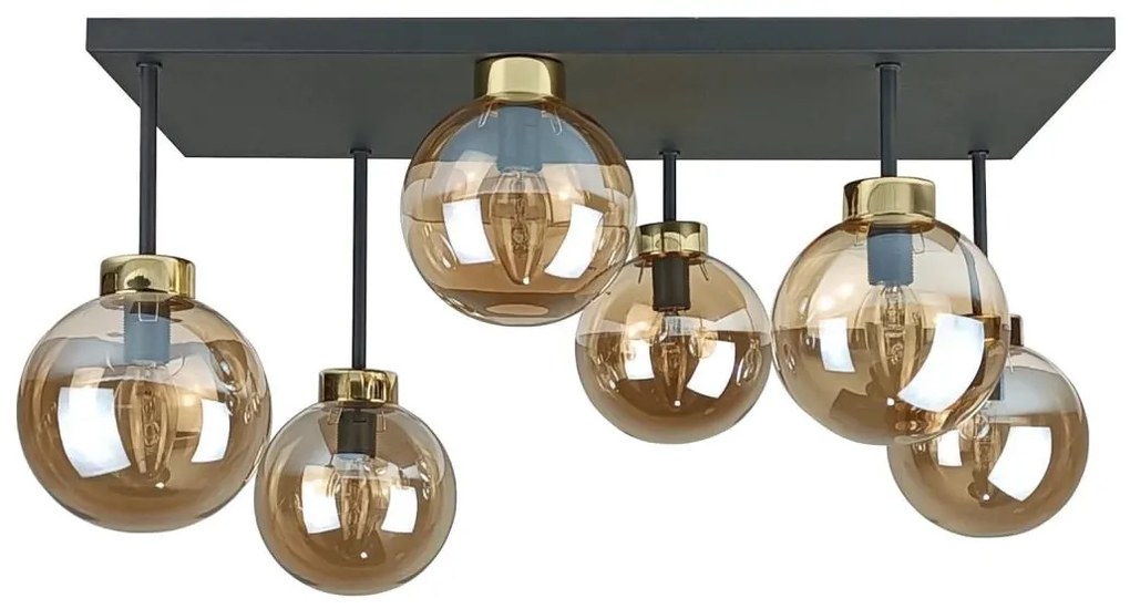 Felületre szerelhető csillár  DEA 6xE14/60W/230V fekete/arany/füstös bézs