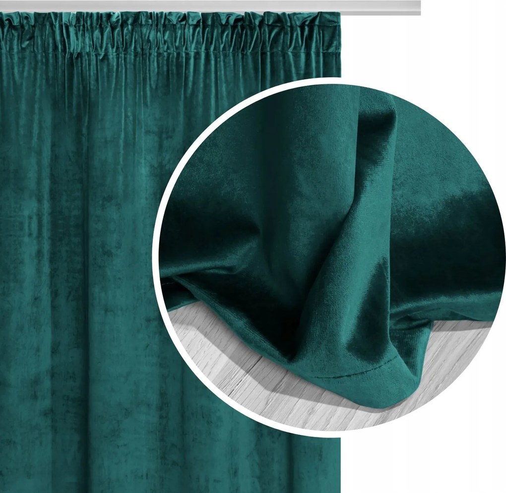 Velúr Függöny 140x270 Szalaggal Velvet Türkiz