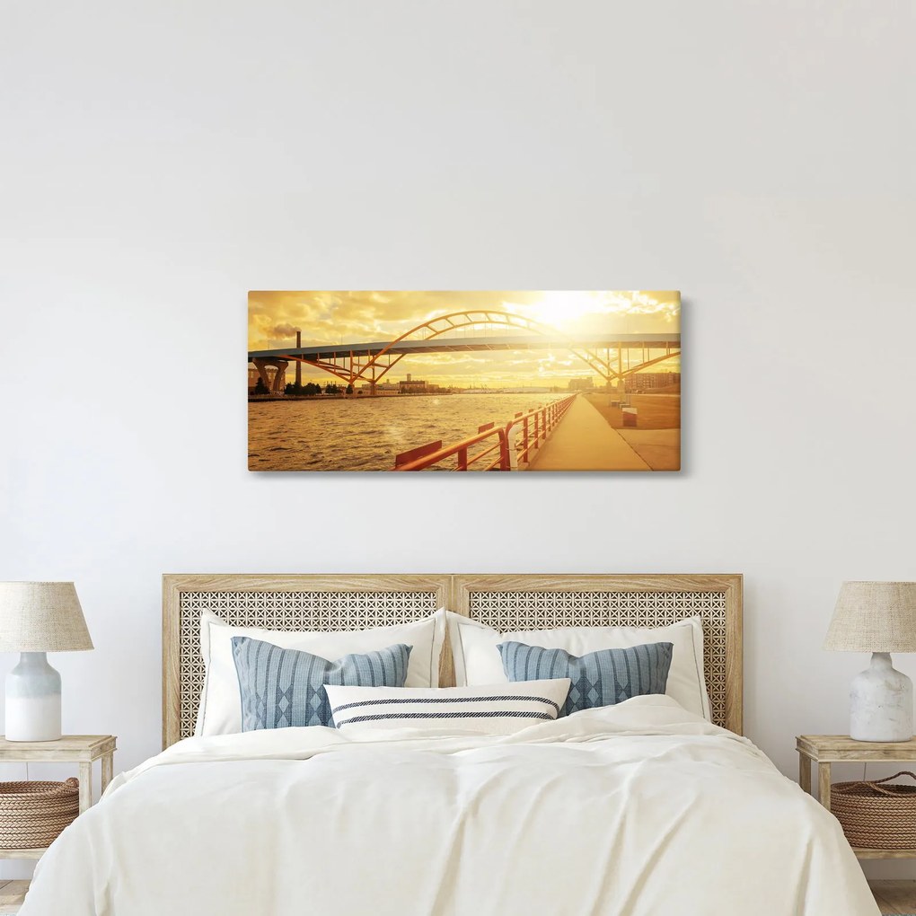 Kép a hídról napnyugtakor (120x50 cm)