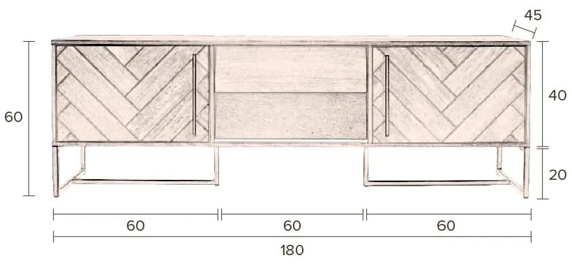 TV-állvány tölgyfa dekorral 180x60 cm Class - Dutchbone