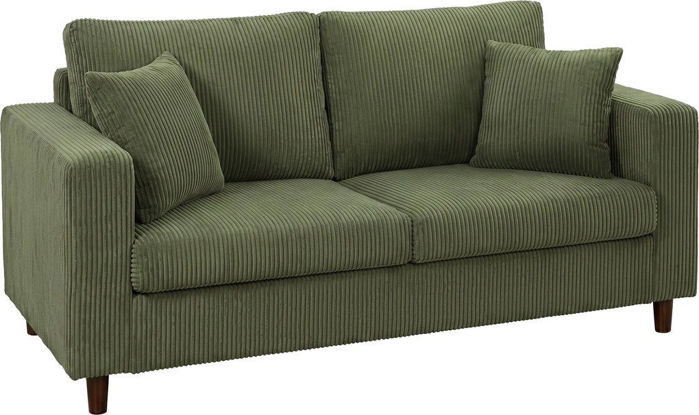 HOMCOM 2-Seater Ribbed Velvet Sofa — Wide Deep Seat, Thick Pocket-Spring Cushioning, Wide Armrests, 2 Cushions, Rubberwood Legs, 170 x 80 x 82 cm, Gre