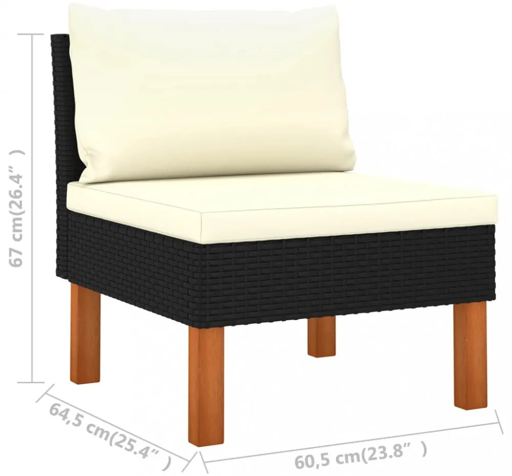 vidaXL 8 részes fekete polyrattan kerti ülőgarnitúra párnákkal